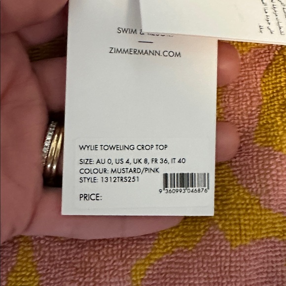 NWT ZIMMERMAN Wylie French terry crop top - Picture 2 of 5
